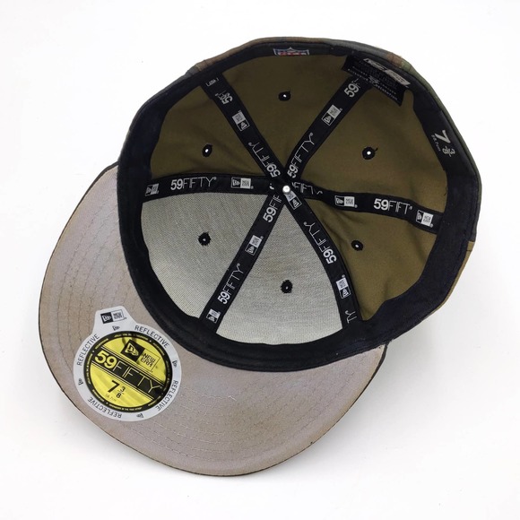 San Francisco 49ers Camo Fitted Hat NFL Reflective Cap New Era 5950 Green 7 3/8 - Picture 8 of 9